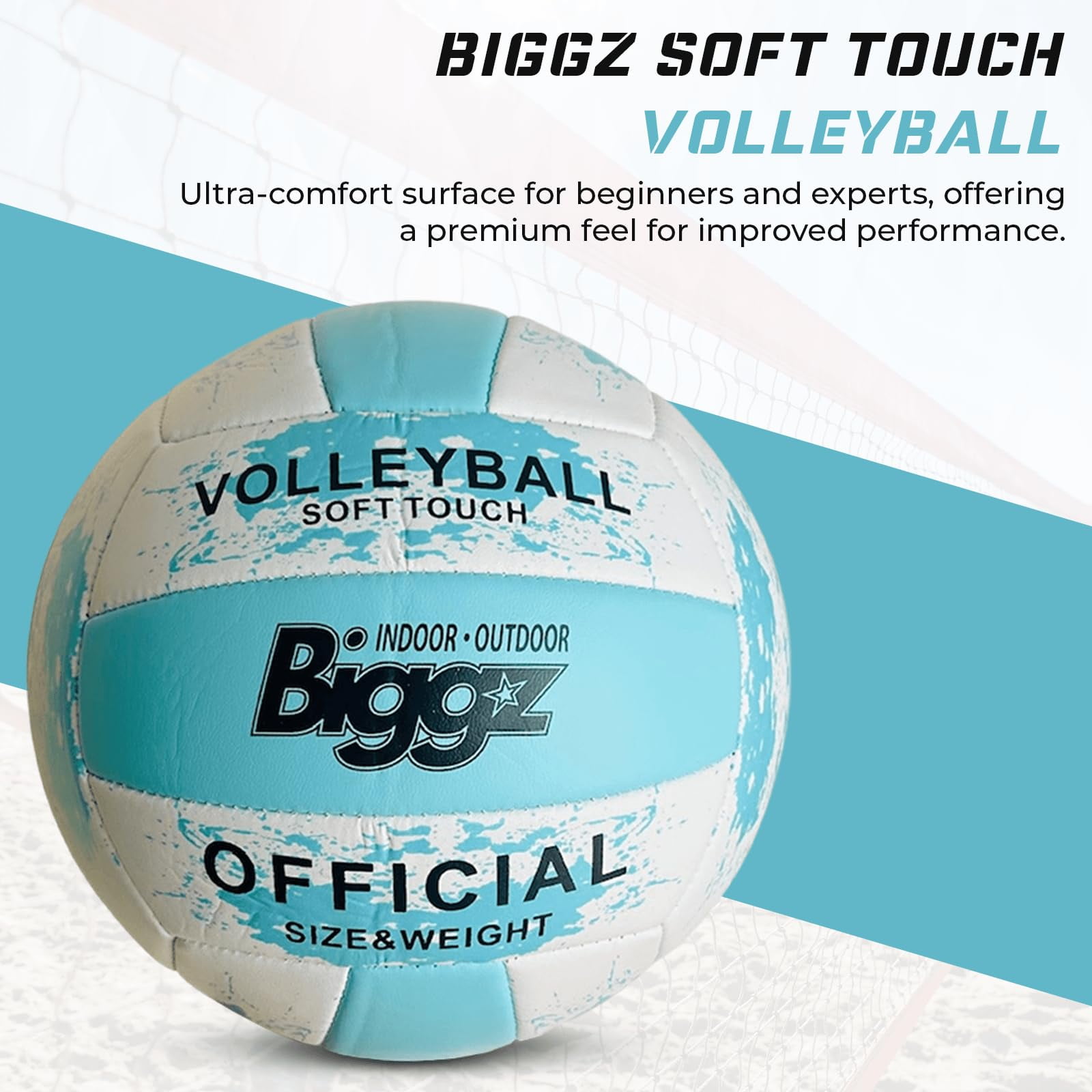 Biggz Beach Volleyball Soft Touch Official Size 5 (6 Pack) with (1) Ball Hand Pump
