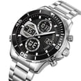thumbnail image 4 of Reloj de cuarzo digital para negocios, para hombres y mujeres, con correa de acero inoxidable, resistente al agua hasta 30 metros, función de fecha y alarma, elegante reloj de pulsera formal., 4 of 9