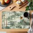 thumbnail image 2 of Placemats Set of 4, Sage Green Ombre Woven Placemat, Linen Place Mats for Kitchen/Dining Tables, Gradient Abstract Art Vintage Washable Table Mats for Party, 2 of 8