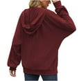 thumbnail image 5 of ZQGJB Long Sleeve Full Zip up Jackets for Women Trendy Solid Color Open Front Cardigan Sweater Tops Loose Oversized Comfy Knitted Pullover Blouse Wine L, 5 of 5