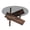 Gray,Walnut, variant on ExtraLco 33.4 Inch Round Glass Coffee Table with Smoked Gray Tempered Glass Top, White Marble-Patterned Cross Base, Modern Center Table for Living Room, Office and Bedroom