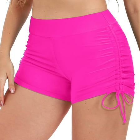 MSJUHEG Full Coverage Bikini Bottom Thong Swimsuits for Women Ruched Bikini Bottoms Scrunch Butt Bikini Bottoms High Rise Bikini Bottoms Swim Drawstring Bottoms Swimsuit Bathing Swimwears Hot Pink XL