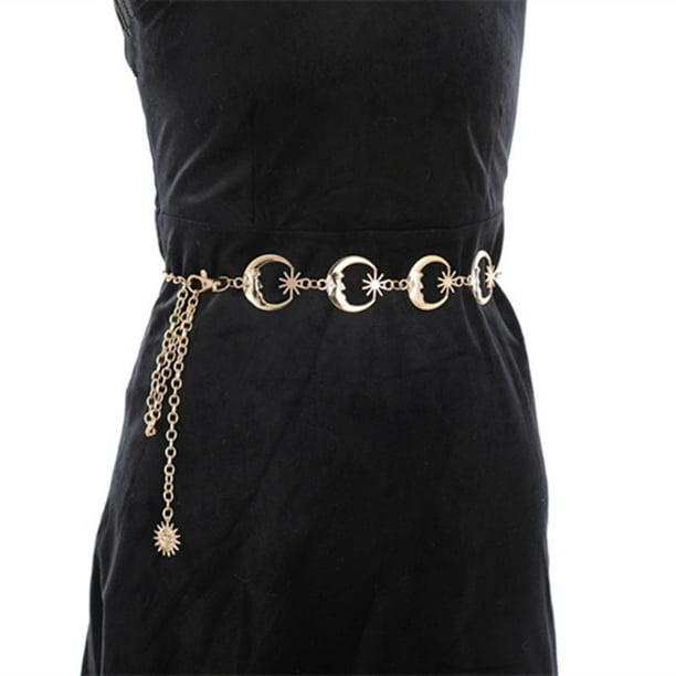 Women's Pants High Waist Belt Chain Casual Jewel Elegant Sensual