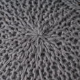 thumbnail image 3 of Ottoman Pouf, 20 Inch Round Shape, Knitted Boho Design, Gray Wool, 3 of 5