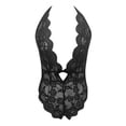 thumbnail image 2 of Zuwimk Lingerie For Women,Women's Deep V Neck Bodysuit Long Sleeve Low Cut Body Suits Tops Leotards Jumpsuit Black,M, 2 of 4