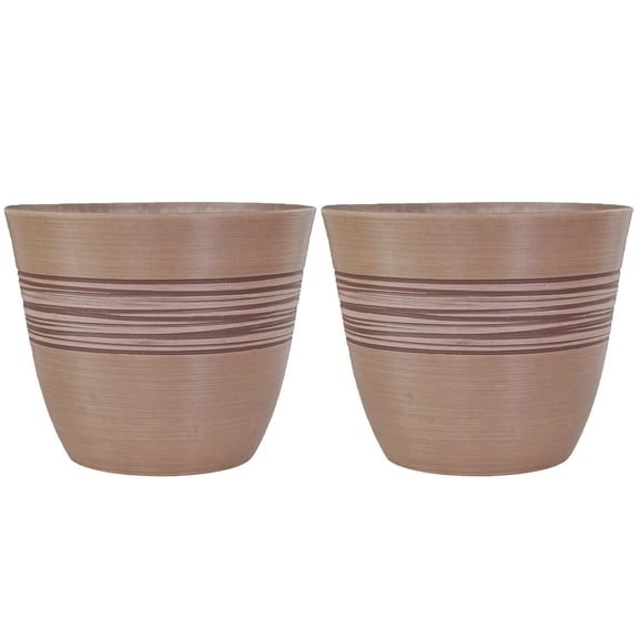 GreenShip 12 inch Planters for Indoor Outdoor Plants, Large Indoor Outdoor Planters Set of 2, Modern Plant Pots with Drainage Hole, Weather Resistant