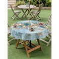 thumbnail image 4 of Outdoor Tablecloths with Umbrella Hole & Zipper, Beach Coastal Blue Round Tablecloths 60 Inch, Nautical Shell Starfish Coral Summer Waterproof Table Cloth, Patio/Pool/Picnic Table Covers, 4 of 8