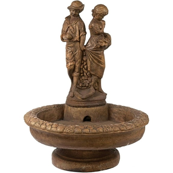 Solid Rock Stoneworks Large Round First Love Fountain - 53" Tall - Espresso