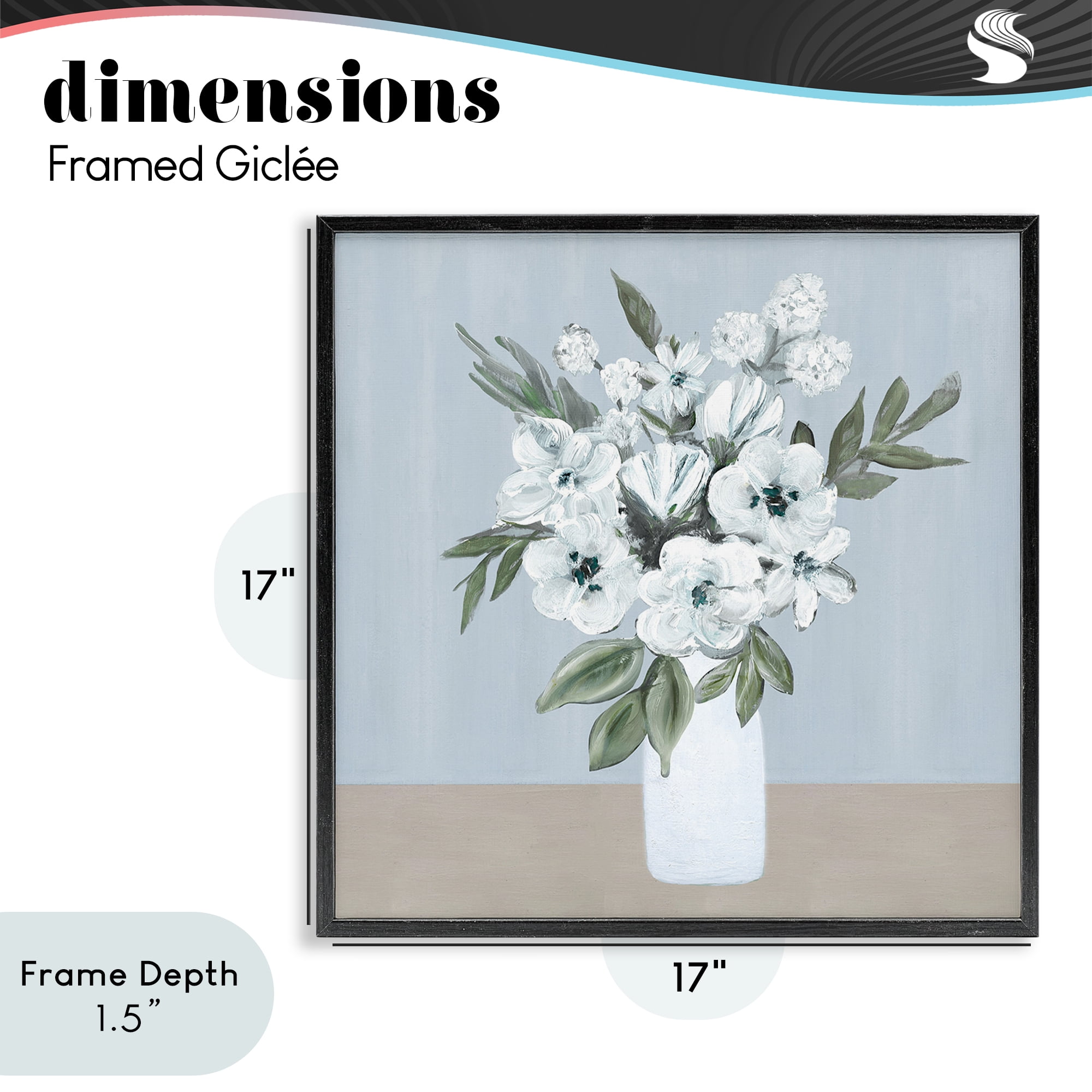 Stupell Industries Cerulean & White Blooms Black Framed Giclee Art, design by Marilyn Dunlap