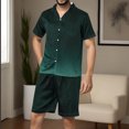 thumbnail image 5 of Hvyesh Men Satin Silk Pajamas Set with Pockets Sleepwear Shorts Satin Summer Loungewear 2 Piece Button Down Set, 5 of 5