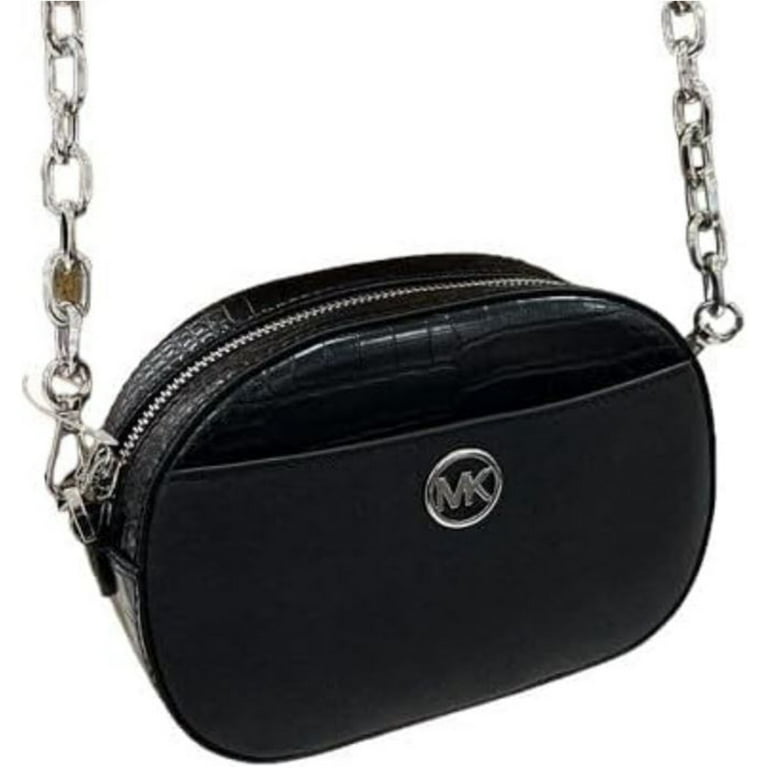 Michael Kors Womens Jet Set Glam Small Oval Crossbody Bag (Black