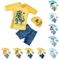 thumbnail image 2 of LRen Boys Rash Guard Swim Set with Swim Trunks Bathing Suit Short Sleeve Swim Shirt Quick Dry Swimsuit Kids Swimwear, 2 of 9