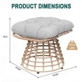 thumbnail image 5 of OMNIBERG 360° Outdoor Swivel Ottoman Stools Set of 2, Oversized All Weather Wicker Footstool with Cushion and Non-Slip Feet, Outdoor Seating Footrest for Bedroom, Living Room, Porch, Balcony, Gray, 5 of 6