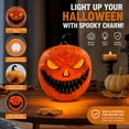 thumbnail image 5 of Red LED Pumpkin Lantern with Carved Face Battery Powered Plastic Halloween Tabletop Light for Indoor Entryway Virelaxpo, 5 of 6