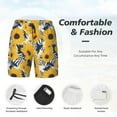 thumbnail image 3 of Yiaed Blue Striped Sunflower Print Mens Swim Trunks Bathing Suit Compression Liner Beach Swim Shorts Swimwear Quick Dry Zipper Pocket No-Chafing Board Short-Large, 3 of 6