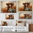 thumbnail image 4 of Designart "Wild West Cowgirl Floral Frontier Fashion" People Framed Wall Art Decor - Mid-Century Brown Western Hallway Framed Wall Art Decor, 4 of 6