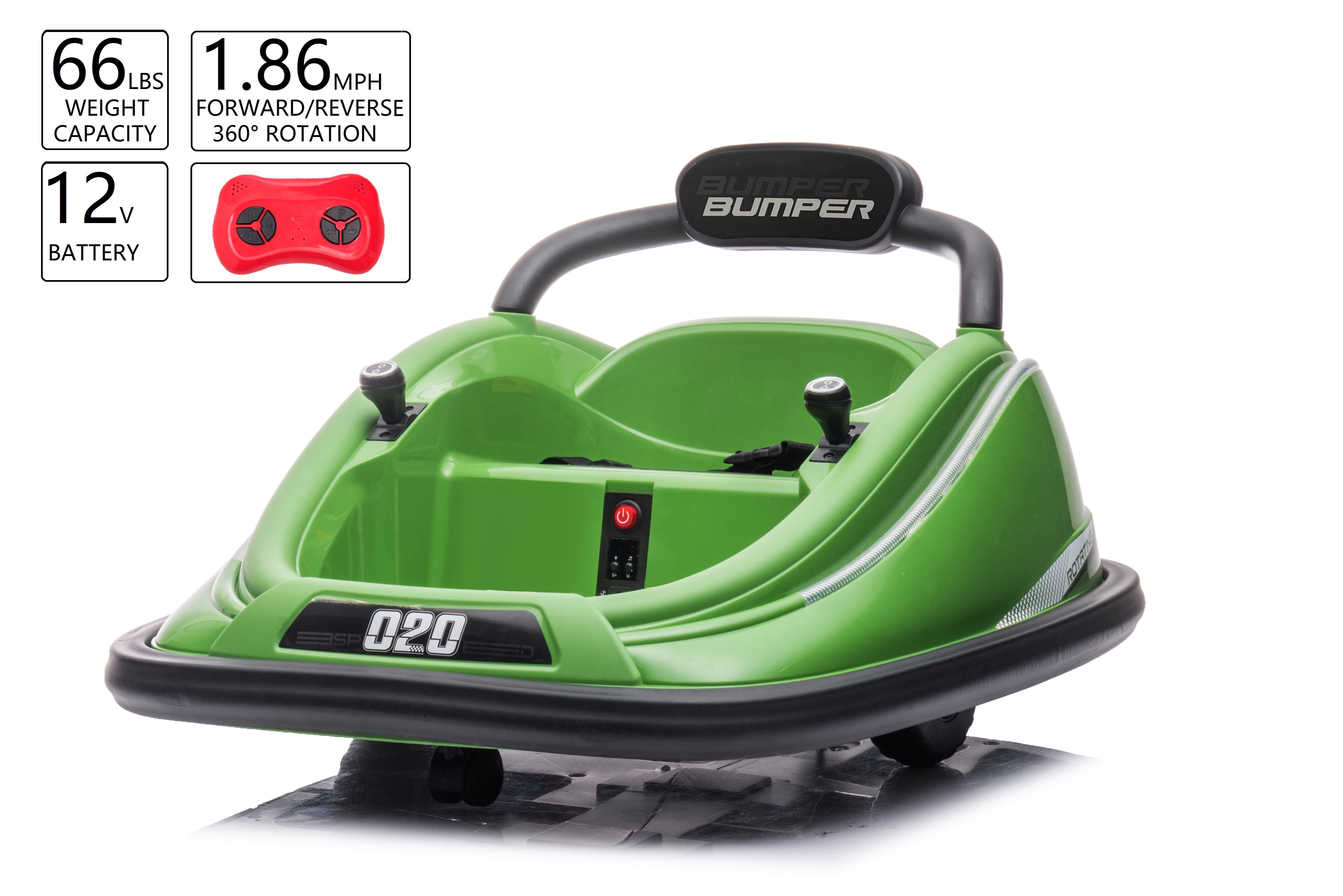 12V Rechargeable Ride On Bumper Toy Car, Battery Powered Electric Kids