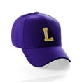 thumbnail image 1 of Classic Baseball Hat Custom A to Z Initial Team Letter, Purple Cap White Gold Letter L, 1 of 3