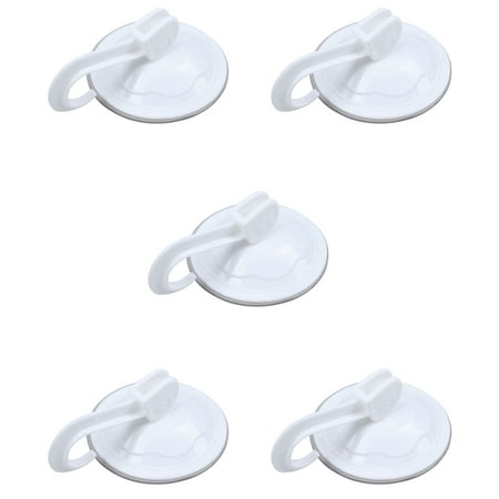 

5X Household White Plastic 7cm Dia Suction Cup Single Hook Wall Hangers