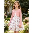 thumbnail image 5 of Aideaone Girls Dress Set Floral Spaghetti Strap Dress with Cardigan for Tweens Teens 7-14 Years, 5 of 7