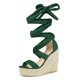 thumbnail image 1 of Sandalias Tacones Cuña Cordones Plataforma Verde 25cm Allegra K, 1 of 7