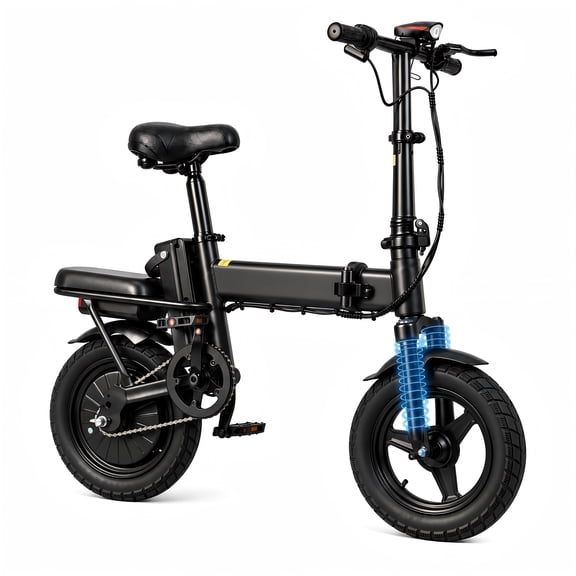 ELHIXNH 500W Foldable Electric Bike for Adults, 36V 12Ah 19.9mph Removable Battery, 14" Ebike, Electric Mini Bike, 30Miles Range, Class 2, UL 2849