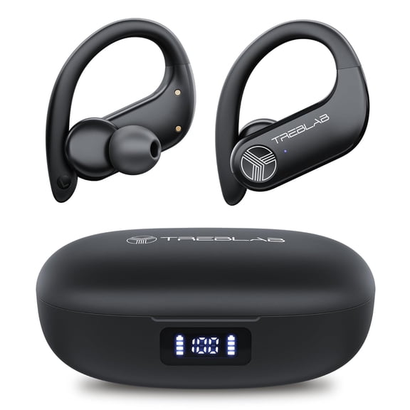 Restored TREBLAB X3 Pro - Ultra Comfortable Earhooks, Pure-HD Sound, Punchy Bass, 145H Battery, Waterproof & Sweatproof Bluetooth Earbuds, Mics for Calls, True Wireless Earbuds for (Refurbished)