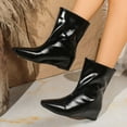 thumbnail image 5 of Bnwani Women Boots Footwear Winter Fashion Low-Heel Wedge Ankle Casual Retro Boot Black Size 5.5, 5 of 7