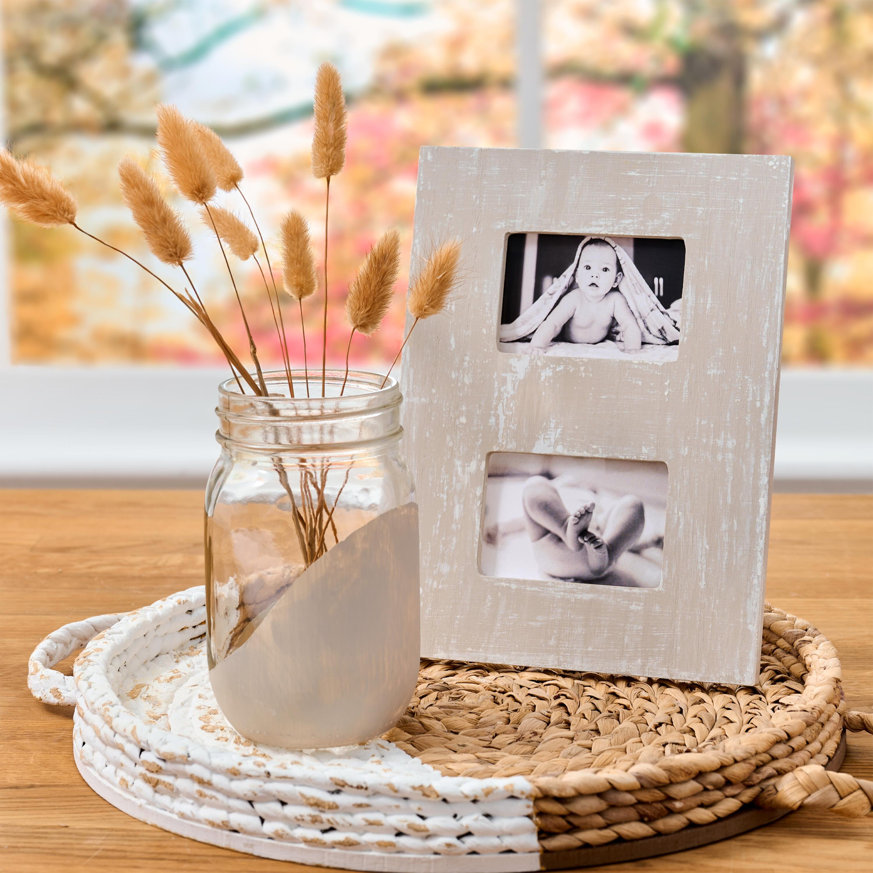 FolkArt Home Décor Chalk 8 fl oz White & Tan Kit with 2 Ultra Matte Acrylic Paints and a 2 Pc Brush Set