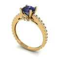 thumbnail image 2 of 1.465 ct Round Cut Simulated Blue Sapphire Solitaire with Simulated Diamond Accents 18K Yellow Gold Womens Engagement Ring, 2 of 5