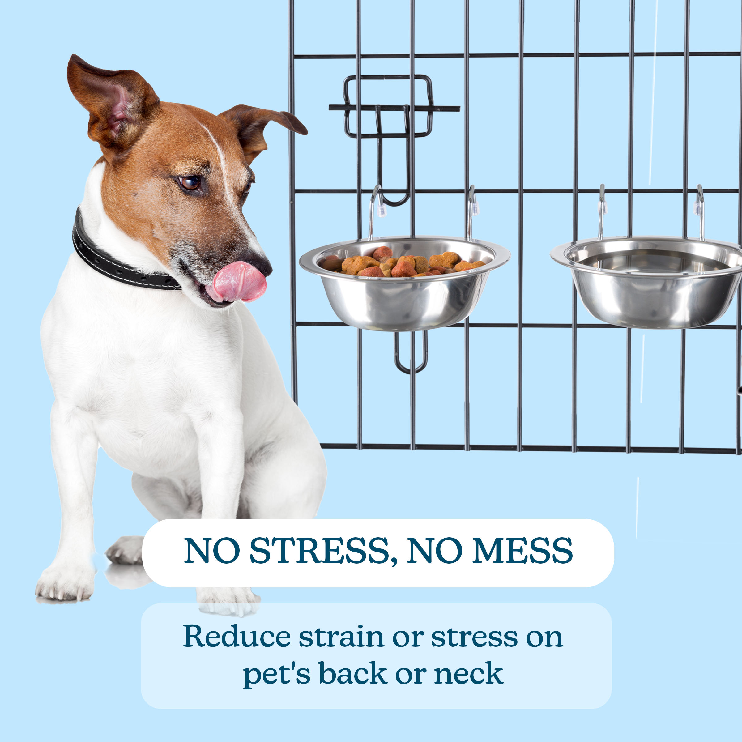 PETMAKER Set of 2 Stainless-Steel Hanging Dog Bowls - 48oz Each