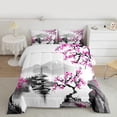 thumbnail image 2 of Manfei Pink Cherry Blossoms Full Size Comforter Sets 3-Piece, Japanese Traditional Building Bedding Comforter Set, Nature Lake Mountain Bedding Sets, Breathable Home Decor, 2 of 8