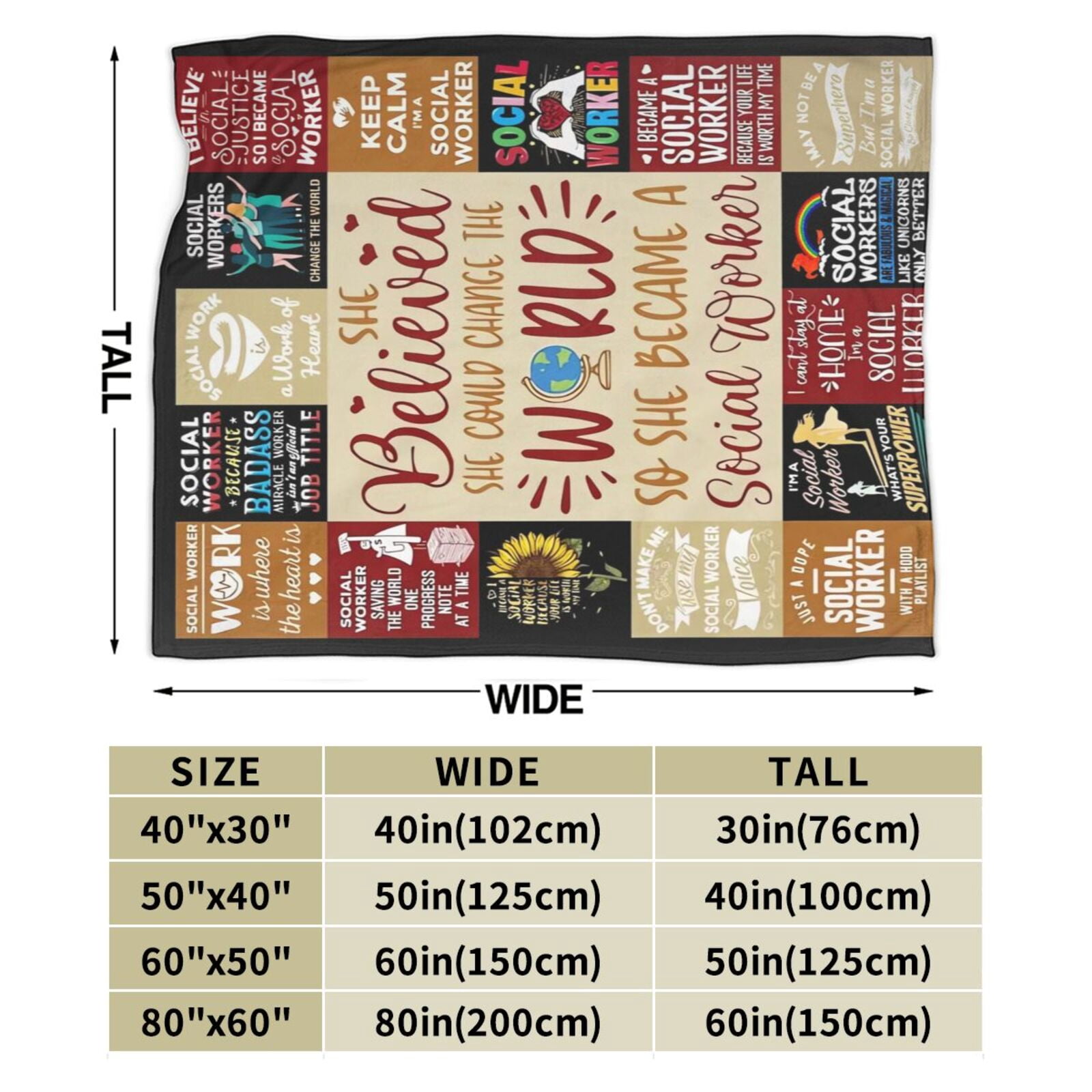 Wijzvio Gifts For Social Worker Throw Blanket Soft Fuzzy Fleece Blanket For Couch Bed Living Room Decoration 50"X40"