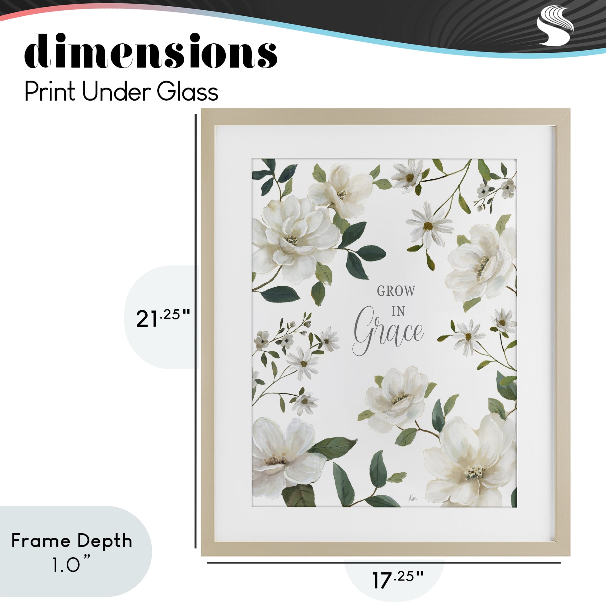 Stupell Industries Floral Grow In Grace Birch Framed Print Under Glass, design by Nan
