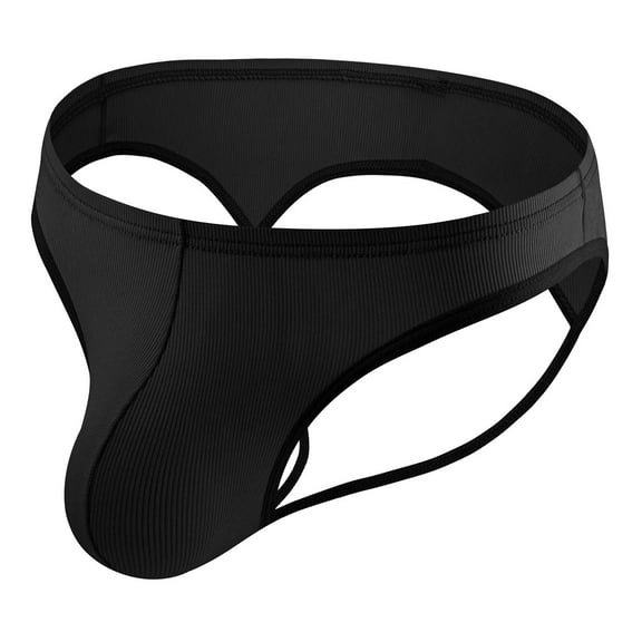 HUPOM Mens Underwear Boxer Briefs Male Thongs Low waist Drop Waist Striped Briefs Black XL