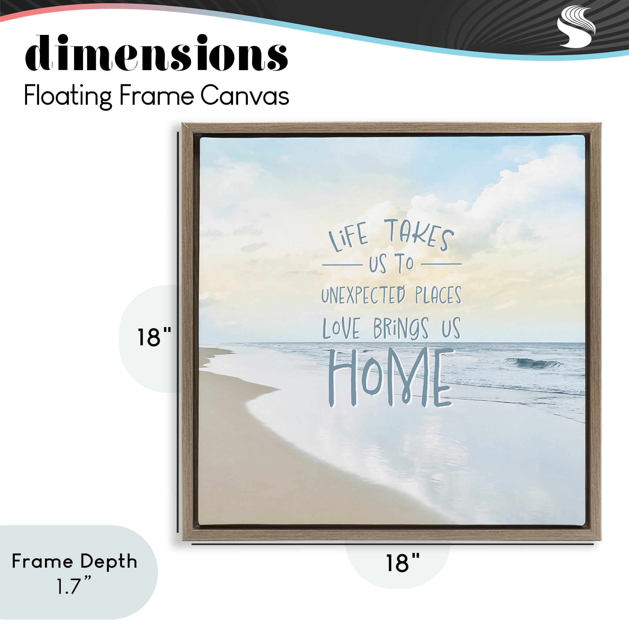 Stupell Industries Love Brings Us Home Inspiration Brown Framed Floater Canvas Wall Art, design by Natalie Carpentieri