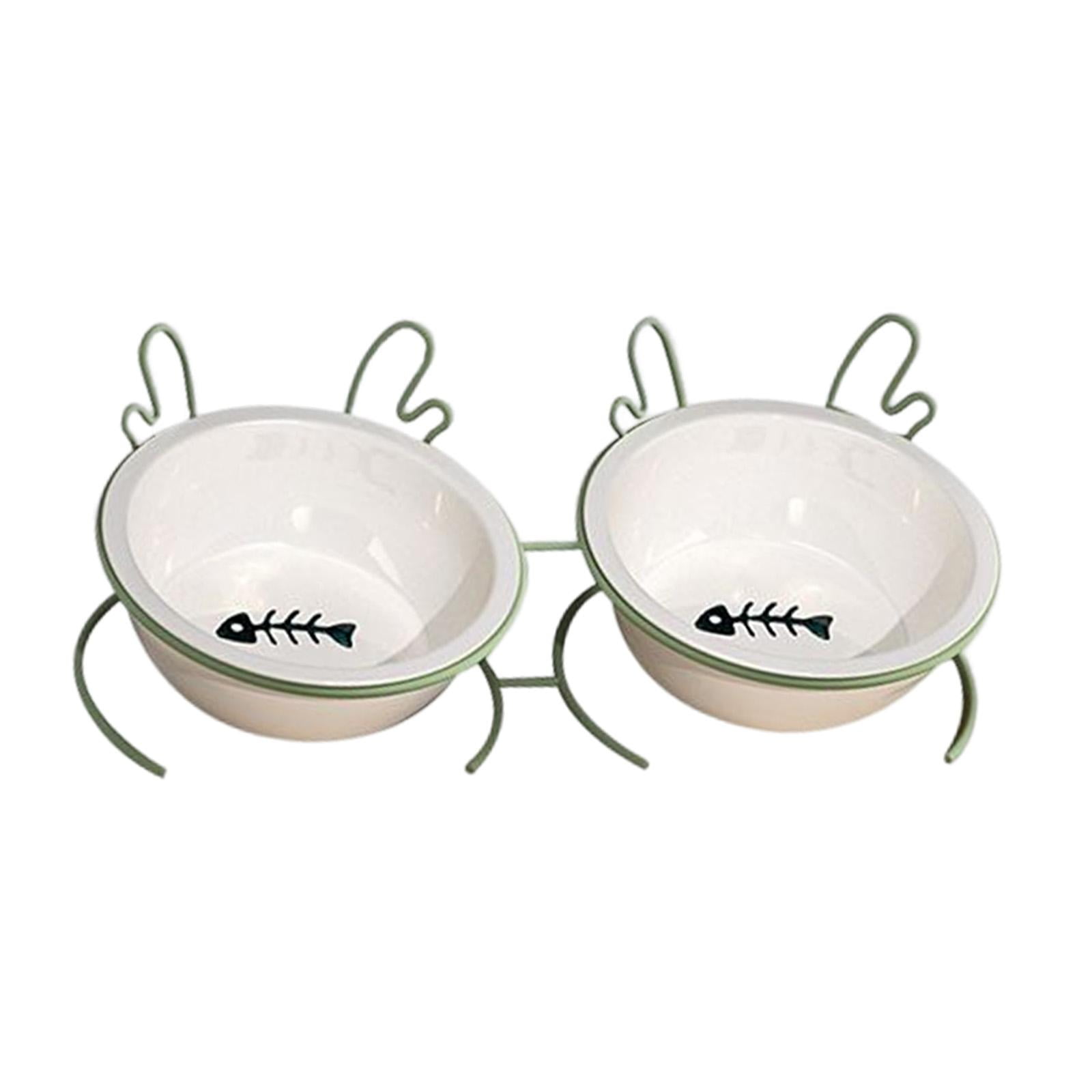 Raised Cat Bowl, Tilted Elevated Cat Bowl Pets Supplies Food Container Elevated Tilted Elevated Cat Food Bowl Pet Food Bowl for Cats Dogs Double Bowl