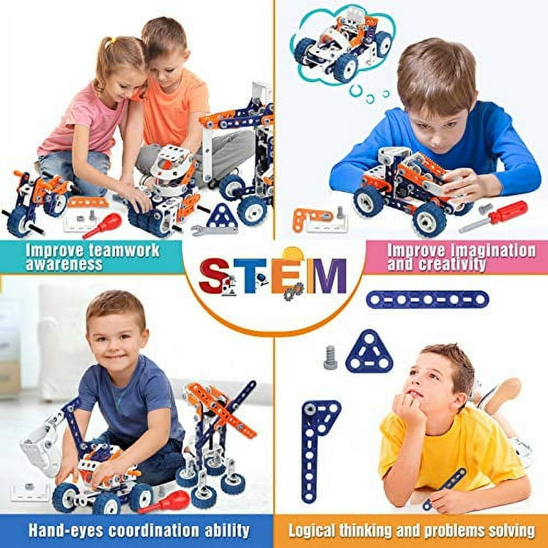 Kizbruo Building Toys for Kids, Erector Set for Boys 6-8, 152pcs DIY 12 in 1 Stem Toys for 6 7 8 9 Year Old Boy, Educational Constructio