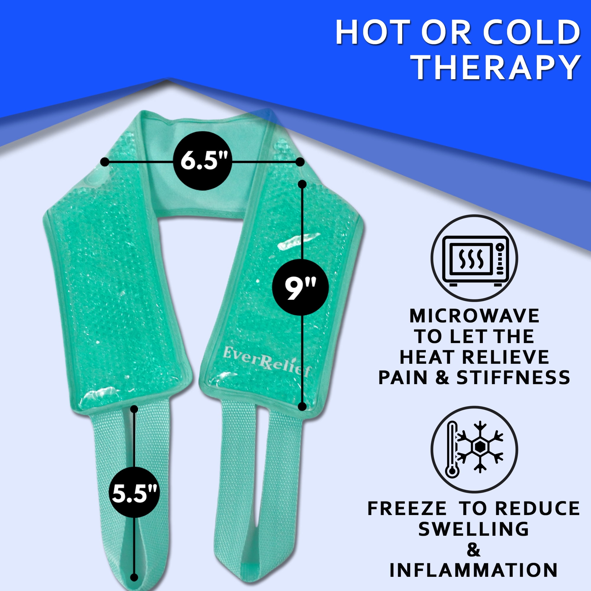 EverRelief Hot or Cold Gel Bead Neck & Shoulder Pain Relief Wrap & Compress (Large)