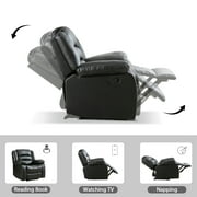 Bonzy Home Recliner Comfortable Arms and Back Faux Leather Single Reclining Chair Modern Sofa for Living Room Bedroom, Black