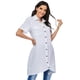 thumbnail image 4 of Blusa larga para mujer, dobladillo irregular, mangas cortas, vestido de camisa vintage suelto Eccomum Negro 5X-Grande, 4 of 7