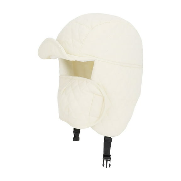 Sunvit-Panties Women and Men Winter Trapper Hat Beige, Acrylic Thermal Windproof Adjustable 3-in-1 Head/Ear/Face Protection Hat for Skiing Hiking, Free Size Fits Most Adults,Size Free Size