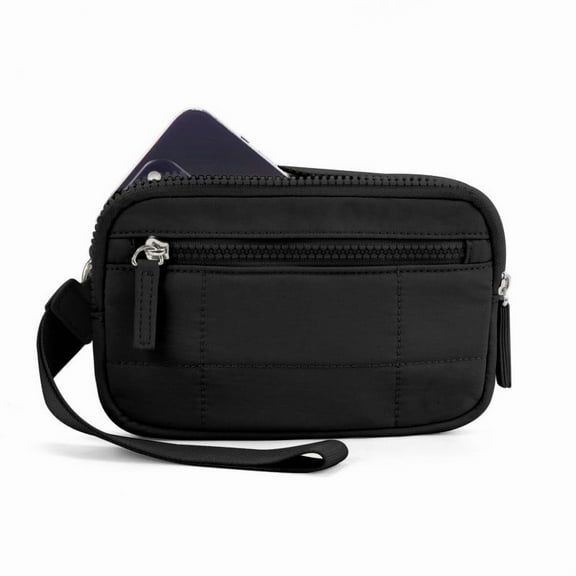 Yonrjhukm Women's Nylon Quilted Wristlet Wallet with 3 Zipper Compartments and Travel Card Holders, Stylish and Durable Accessory for Daily Use and Travel