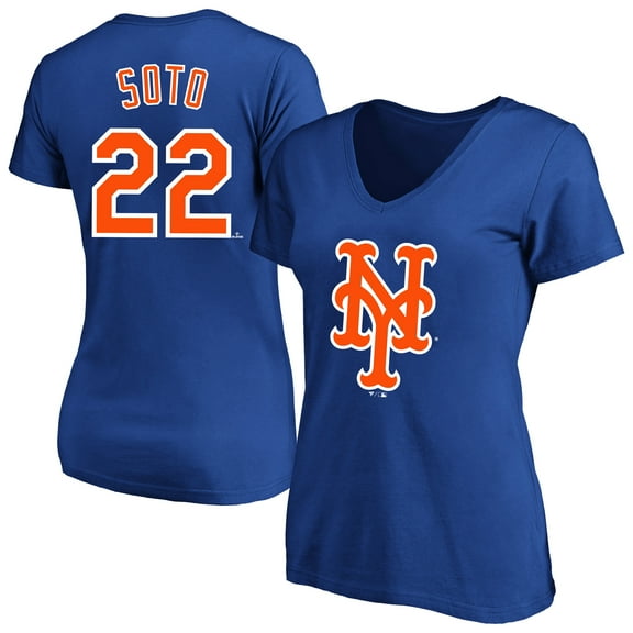 Women's Profile Juan Soto Royal New York Mets Plus Size Name & Number V-Neck T-Shirt