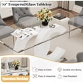 thumbnail image 2 of 5-Piece 70" Glass Dining Table Set, Tempered Glass Top with OC Shape Frame & Stainless Steel Base, 4 Velvet Chairs with Stainless Steel Legs, 2 of 7