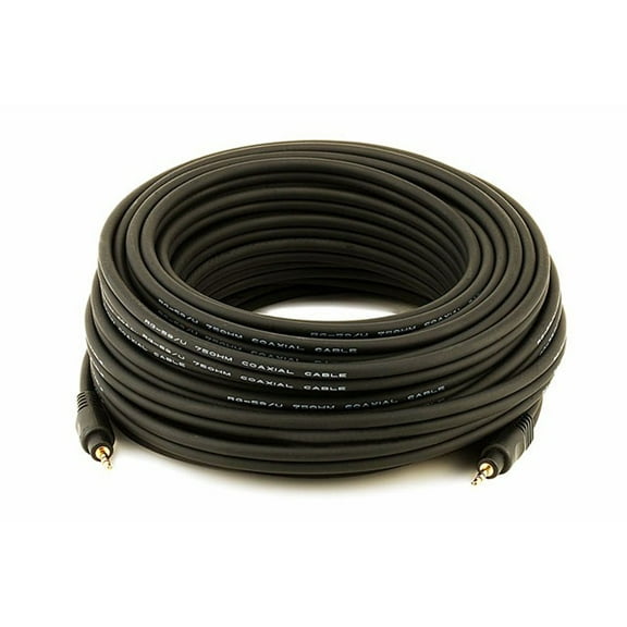 Monoprice Premium 50' Gold Plated 3.5mm Stereo Male to Male 22AWG Cable Black 105583