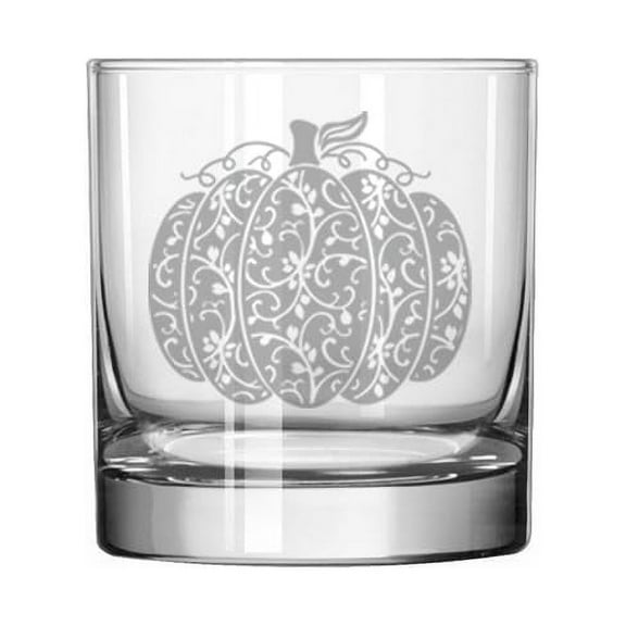 11 oz Rocks Whiskey Old Fashioned Glass Gift Swirly Pumpkin