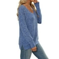 thumbnail image 5 of Diufon Womens Casual Sweaters Fall Solid Color Knit Blouses V Neck Long Sleeve Pullover Top, 5 of 7