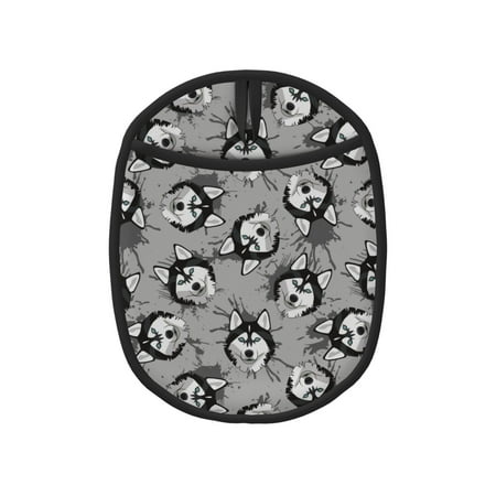 

Cute Funny Husky Gray Pot Holders for Kitchen - Heat Resistant Oven Mitts Hot Pads with Pocket Non Slip Silicone Pot Holders Cuteness Hanging Loop Potholders for Kitchen Baking