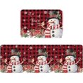 thumbnail image 2 of Winter Christmas Kitchen Floor Mats, Snowman with Cardinal 2 PCS Anti Fatigue Area Runner Rugs Set Snowflake on Plaid Non-Slip Bathroom Comfort Standing Mat Home Decor, 2 of 6